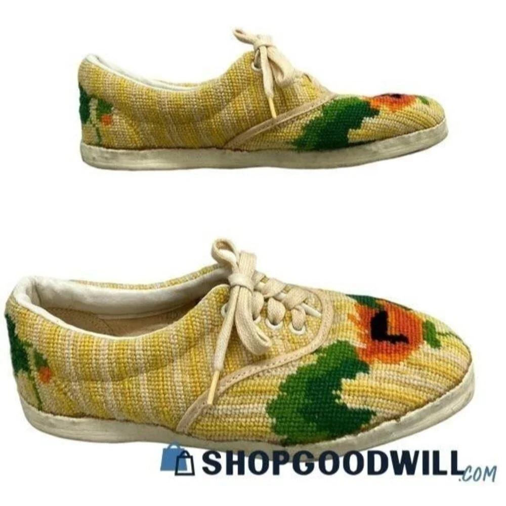 Vintage VANS Van Doren Floral Needlepoint Women's Sneakers Size 7.5